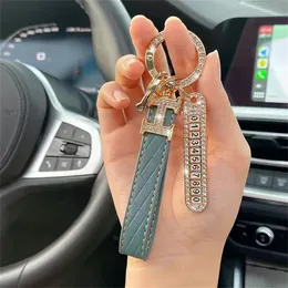 1pc Phone Number Tag Keychain Luxury Rhinestone Anti-lost Metal Key Chain Women Men Buckle Car Keyring Holder Jewelry Gifts