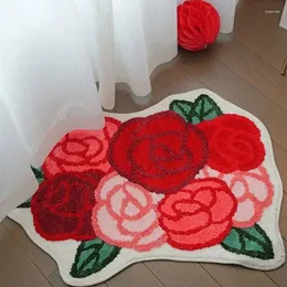 Carpets Tufted Room Decor Rug Special-Shaped Flower Soft Floor Mat Rose Art Cushion Rugs For Bedroom Table Living Carpet