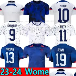 축구 유니폼 2023 Morgan Pisic Jersey 4 성급 셔츠 Reyna Aaronson Weah 축구 키트 23 24 US As As Ferreira Dest McKennie Adams Dunn OTE4L