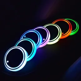 Aydınlık Led Araç Kupası Tutucu Pad Mat Coaster Renkli RGB Işık USB Araba Stil Atmosfer Lambası Işıklar Araba İç Aksesuarları