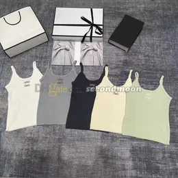 Wonmen Sling Vest Luxury Bordered Tanks Top U Pesh Neck Yoga Tops Spring Summer Summer Breathable Colets