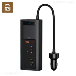 Mirrors Youpin Baseus Car Inverter 150w Usb Type C Fast Charging Car Charger Dc 12v to Ac 220v Auto Converter Inversor Car Power Adapter