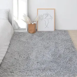 Teppiche Teppich Schlafzimmer Maiden weiße lange Haarbodenmatte Wohnzimmer Decke Bett voller flauschiger Lorbefenster schwarz