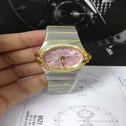 ゴールドファッションの女性がムーブメントピンクの女性の女性デザイナーorologio reloj aaa diamond womens wristwatch high quali220t