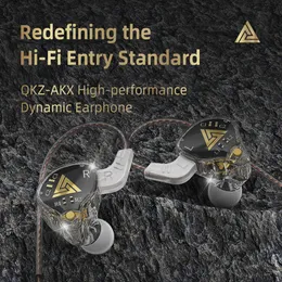 QKZ-AKX in-ear trådbundna hörlurar 3,5 mm HIFI Bass Dynamic hörlurar för sportspel med MIC för PC-telefonhuvudset