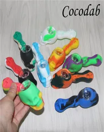 OBREAKABLE SILICONE Tobaksrör Mini Silicon Hookah Bong Multi Colors Portable Shisha Hand Pipe Oil Dab Rigs Dabber Tools8013237