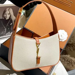 Canvas Bag Underarm Bag Sdesigner Woman Bag Fretro Mirror Quality Designer Hobo Bag Luxury Underarm Påsar 24 cm garvad läder axelhandväska med låda axelväska