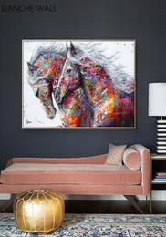 Cavalos coloridos Costura decorativa Poster nórdica Arte da parede de parede Printagem abstrata Pintura moderna Decoração da sala de estar4565071