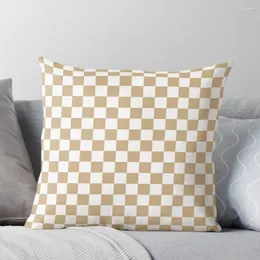 Cuscino bianco e marrone marrone a scacchiera lancio divano di divano divano copertura decorativa