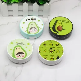 Cate Mini Mini Cortion Lens Case للسفر سيدة تخزين الحاوية العناية بالعيون مع مرآة المرآة مربع الأفوكادو