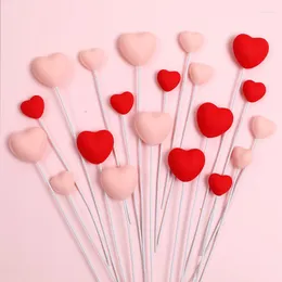 Party Supplies 5/10pc Valentine's Day Cake Toppers Sweet Red Pink Heart Shape Cupcake Picks Valentines Wedding Engagement Decoration