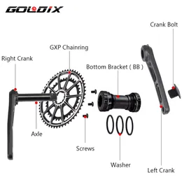 Goldix Ultralight Road Bike Crankset 50-34T/52-36T/53-39T dubbelkedjande 165/170/175mm längd ihålig cykelvev