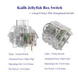 Accessories Kailh Jellyfish Box Switch Linear/Clicky 5Pin Transparent Switches Waterproof Dustproof for MX Switches RGB Mechanical Keyboard