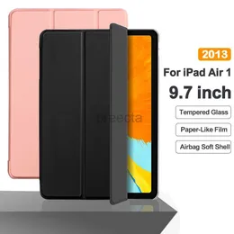 Tablet -PC -Koffer Taschenkoffer für iPad Air 1 2013 9.7 Flip Triufold Stand Hülle PU Leder Full Smart Auto Wake Cover für iPad Air1 A1474 A1475 A1476 Hüllen 240411