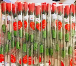 Simulação Flor Single Roses Rosas Cartoon Urso com um adesivo de Hearthaped Dia dos Namorados Presente Dia Mães Presente Epacket F2126876