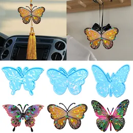 Holographi Laser Butterfly Resin Mold Crystal Keychain Glass Silicone para colar de borboleta monarca epóxi diy ou decoração