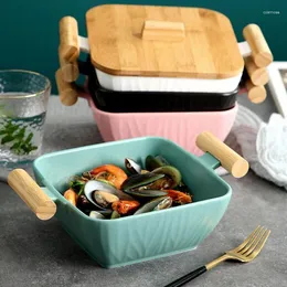 Talerze Nordic Ceramic Fruit Plate Kitchen Salad Sałatka domowa z pokrywką Deep Bowl Restaurant Dekoracyjne zastawa stołowa