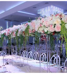 Vaso di fiori acrilici trasparente per decorazioni per matrimoni, centrotavola da tavolo, supporto floreale vintage, colonne per il matrimonio, 5 set