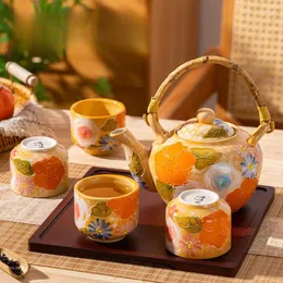 Tee -Sets Set Ceramic Underglaze Farbe Japanischer Haushaltsteeköpfe mit handbemaltem Vintage Water Cup