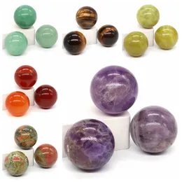 20 mm Crystal Ball Natural Gems Kulera leczenie czakra kamień kieszonkowy ametyst reiki kwarc energetyczny polerowany okrągły koralik wystrój domu