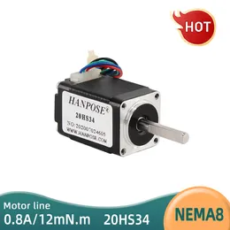 För CNC 3D -skrivare 5st NEMA 8 Stepper Motor 20HS34 Series Motor 21Mn.M 34mm 0,8A 1,8 graders högmoment CE -certifiering