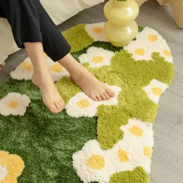 庭の花の花Shggy Tufted Carpet Soft Fluffy Floor Rugs Long Bedside Mat Non-Slip吸収剤飾る23.62 "x47.24"