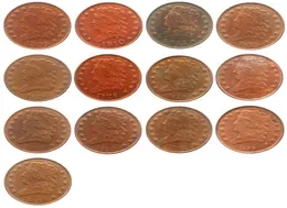 USA Craft Classic Head Half Cents 1809 1836 13Pieces تواريخ اختيار 100 نسخة من النحاس الزخارف النحاسية الزخارف المنزل A1211023