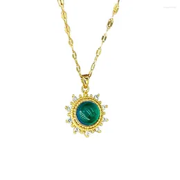 Chains Temperature Sensing Color Changing Necklace Handmade Mood Stone Sun Flower Pendant Jewelry Gift