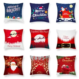 Pillow Home Decoration Cartoon Santa Claus Series de Natal Pressando Polyester Capa FUNA DE ALMOHADA