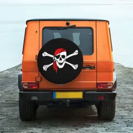 Jolly Roger Skull Cross Bones Pirate Flag Tampa de pneu 4WD 4x4 Protetor de roda sobressalente para Jeep Toyota Mitsubishi