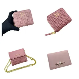 Matelasse Designer Leather Wallet Fashion Mens Womensギフト贅沢なラムシンレター財布財布女性ジッパーショートウォレット付き箱