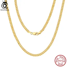 Łańcuchy ORSA Klejnoty włoskie oryginalne 925 srebrne srebrne 2,5 mm łańcuch linków do mężczyzn dla kobiet modna oryginalna biżuteria naszyjnik nmn08