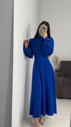 Casual Dresses Super High Quality Stain Ice Summer Fabric Muslim Mideast Maxi Långärmad midja