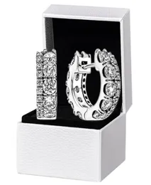 Frauen Herren Doppelband Pave Hoop Ohrringe Original Geschenkbox für authentische 925 Sterling Silver Party Circle Stud Ohrring4289676