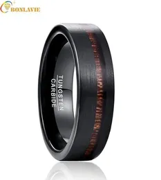 Trendy Ehering Band Black Matt Pure Carbid Wolfram Verlobungsring für Männer Acacia Holzmenschen Ringe Geschenk Juwely8318417