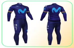 2023 Movistar Winter Cycling Jersey Pants Suit MTB Maillot Thermal Fleece Bike Jacket Sportswear Downhill Pro Mountain Bicycle Clo7161904