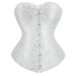 الكورسيتس bustiers للنساء زهرة طباعة عتيقة Overbust Top corselet ساتان الملابس الداخلية القوطية بالإضافة إلى الحجم corsetto korsett