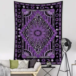 Purple Sun Planet Tarot Tapestry Wall Hanging Bohemian Abstract Psychedelic Witchcraft Dormitory Living Room Home Decor