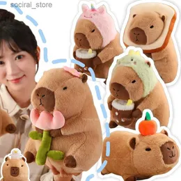 Gefüllte Plüschtiere Capybara Plüschspielzeugsimulation Capibara Cosplay Dinosaurier Kleid Boba Brot Fruchtfutter Dekor Vögel Blasen gefüllte Tiere L411