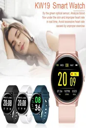 KW19 Akıllı Bileklikler İzle Fitness Tracker Bilezik Kalp Hızı İzleme Spor Su Geçirmez Dokunmatik Screen9415304