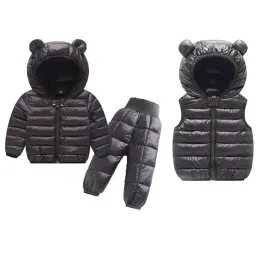 Trousers 2021 Winter Baby Clothing Sets Baby Girl Boy Warm Snowsuit Coats Ski Set Kids Warm Hooded Down Jackets Pants Vests 3 Pcs Suits