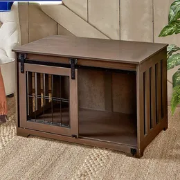 CAGA DE PET CAGA CRATA DE MOVILOS DE MOVILOS DE PORDO DE PORDO DE PEÇO DE PETO ESTILO DE MADEIRA HOME CASA CASA CASA INOSO Rústico Kennel Dog Crates para cães grandes