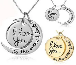 Moon Necklace I Love You To The Moon And Back Necklace Pendants For Mom Sister Family Pendant Link Chain Choker Fashion Designer4658353