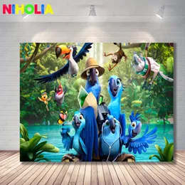 New Rio 2 Blue Parrot Blu Blu -Beldrop For Kids Happy Birthday Jewel Bird Hawaii Tropica Sky Background Baby Shower Photocall adereços