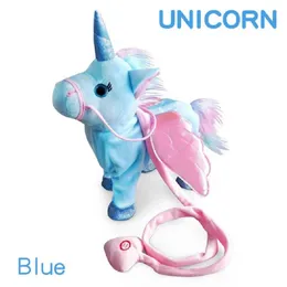 Hot Sale Hot Sale Elétrica engraçada Plush Toy Singing Music Walk Magic Unicorn Animal Horse Toys Crianças garotas Presente de fantasia 35cm