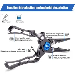 Multifunctional Tungsten steel Fishing Pliers CNC Aluminium Alloy Body Line Cutter Knot Scissors Hook Remover Split Ring Tackle