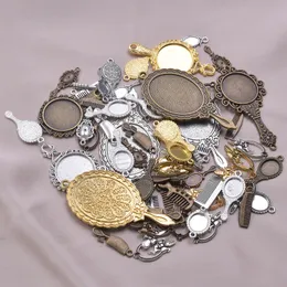 20pcs vintage ayna tarak antika bronz metal alaşım kolyeler aksesuarlar mücevher yapım küpe bulguları diy malzeme malzemeleri