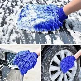 Ultrafine Fiber Chenille Microfiber Car Wash Glove Mitt Mesh Soft Backing Sem arranhão para lavagem de carro e luvas de pó de limpeza