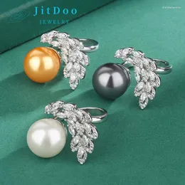 Klusterringar jitdoo kvinnor charater fjäder silver ring trendig färg pärla estetisk lyx 2024 gåva till flickvän