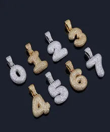 HipHop 09 Custom Number Letter Pendant Halskette mit 24 -Zoll -Seilkette Gold Silber Farbe Kubikzirkon Schmuck1868263